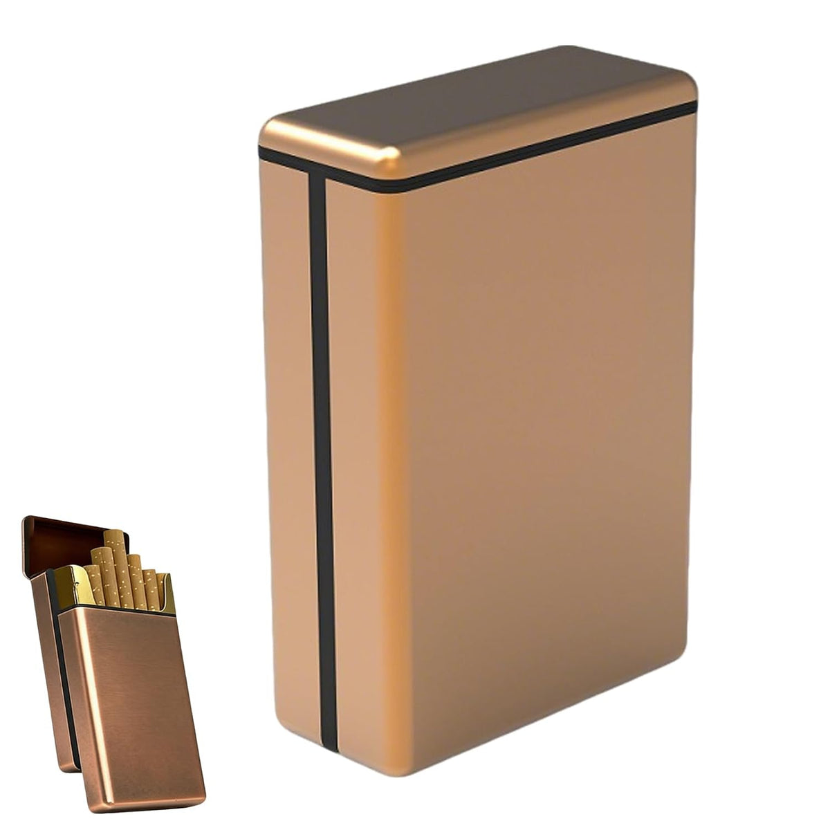 Aluminium Sliding Top Cigarette Case, Gold, 20 Cigarettes