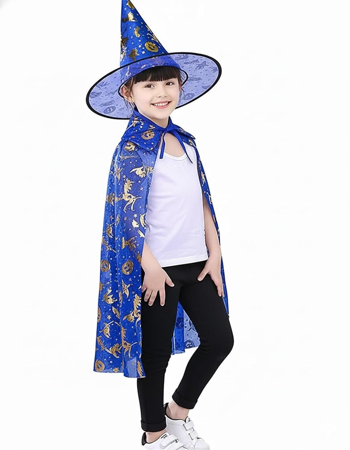Witch and Wizard Cape with Hat for Kids, Blue