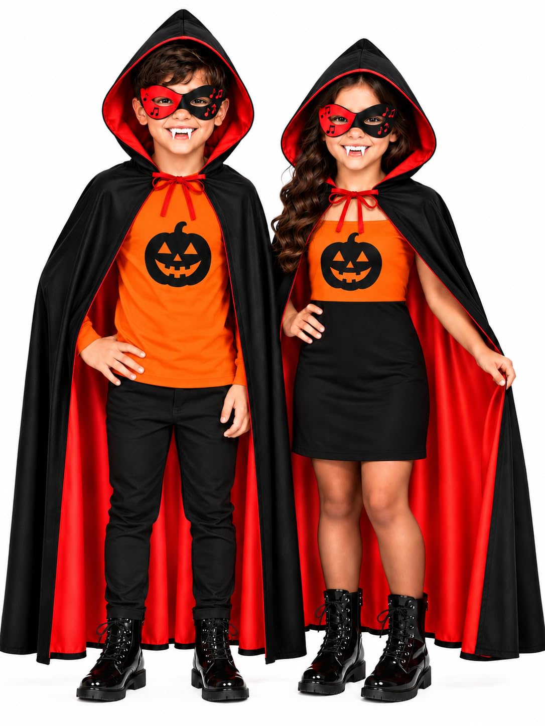 Kids Hooded Cape with Eye Mask, Red