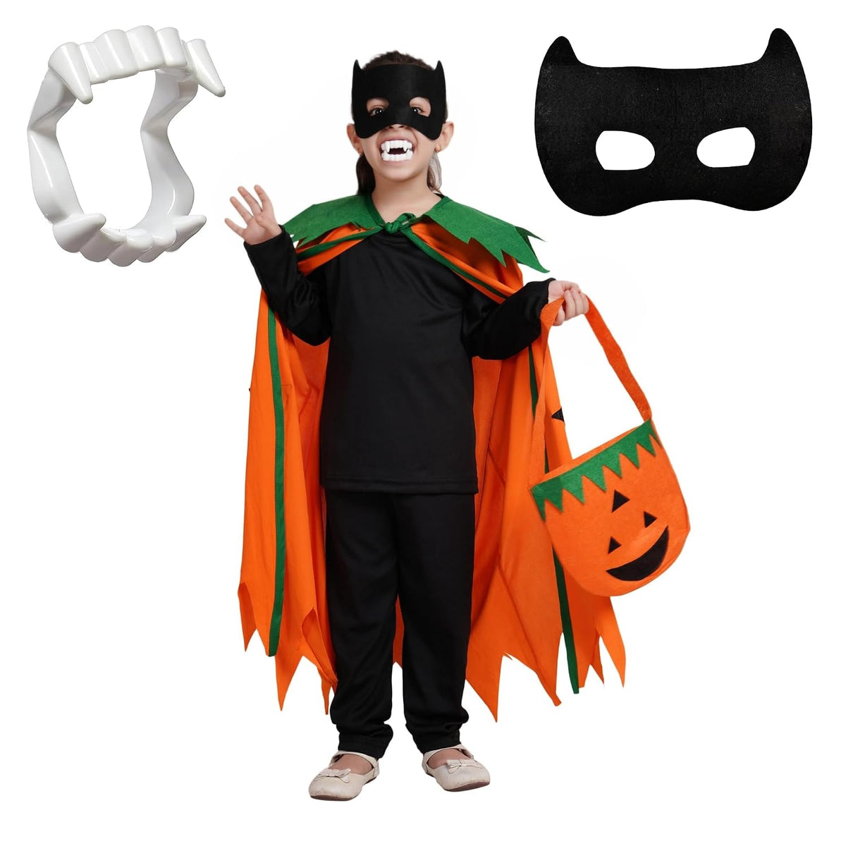 Pumpkin Robe Cape with Eyepatch and Teeth, 14-17 Years