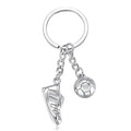 Blue Aura Metallic Football Keychain for Bags & Cars
