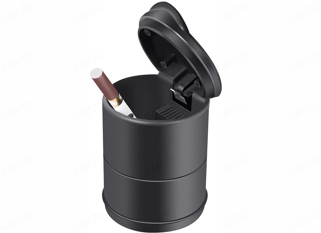 Car Ashtray with Light and Lid, Black