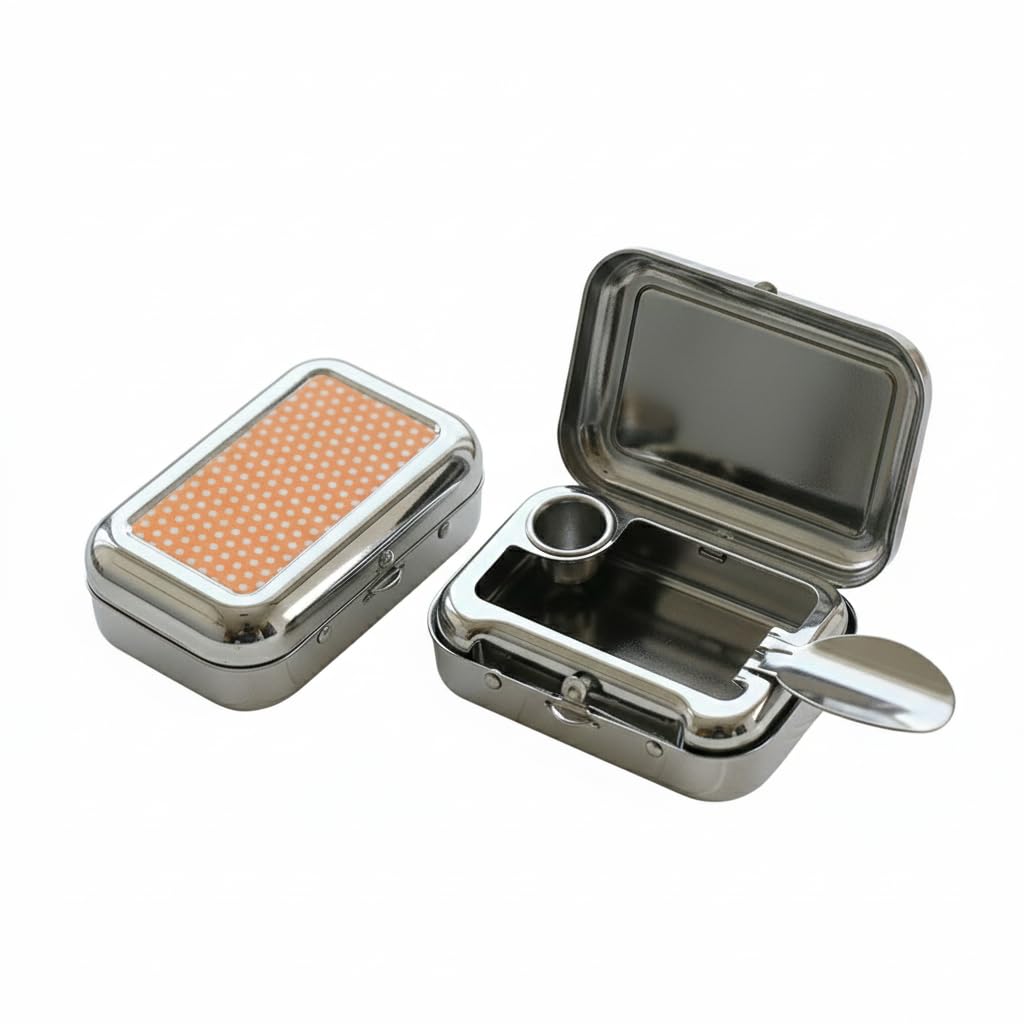 Mini Pocket Ashtray, Stainless Steel, Orange