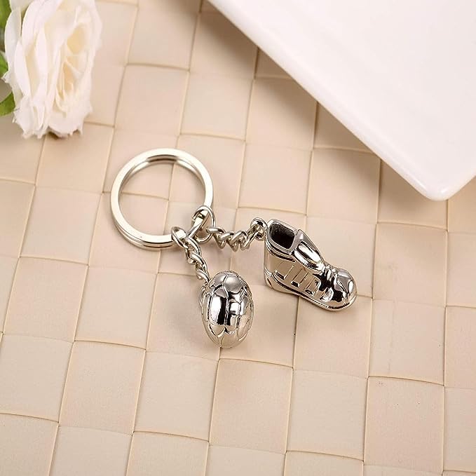 Blue Aura Metallic Football Keychain for Bags & Cars