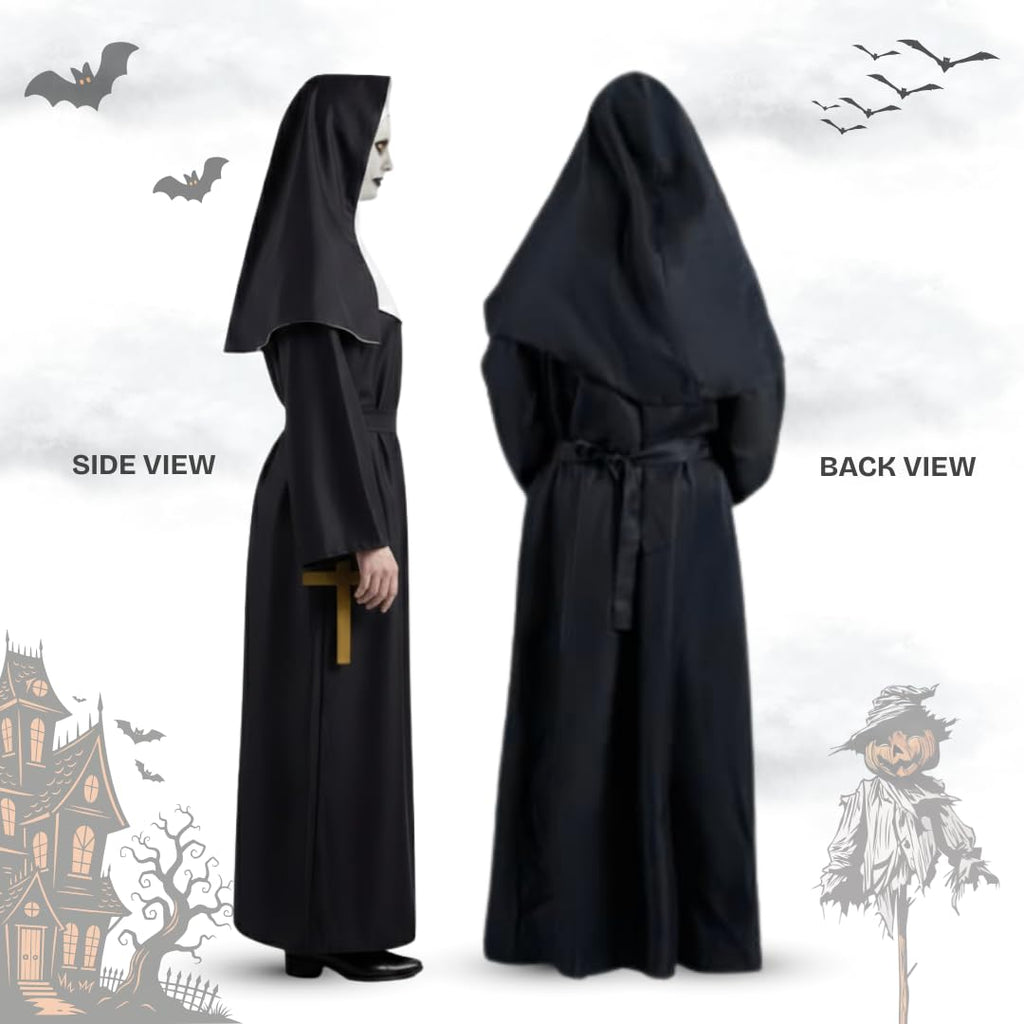 Horror Nun Costume with Belt and Mask, Adult Large