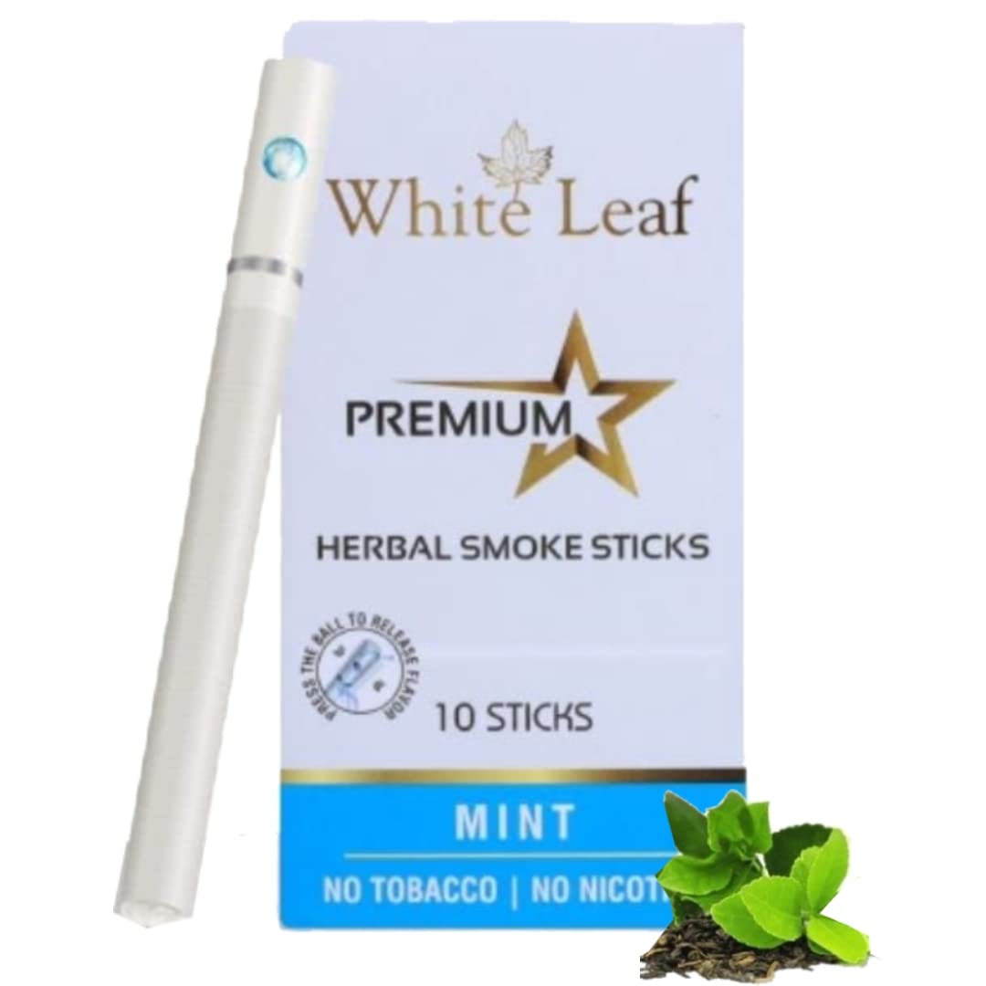 White Leaf Herbal Cigarettes, Mint, 10 Sticks