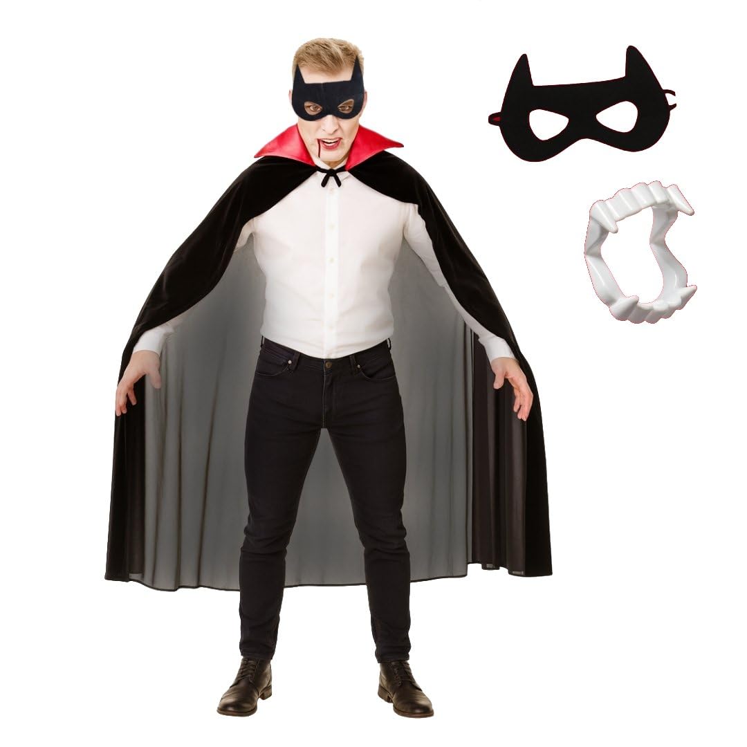 Adult Vampire Cape Set with Eye Mask and Fangs