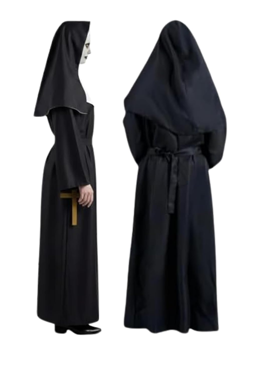 Horror Nun Costume with Belt and Mask, Adult Large