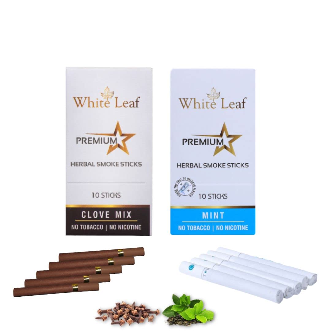 White Leaf Herbal Cigarettes, Mint and Clove, 20 Sticks