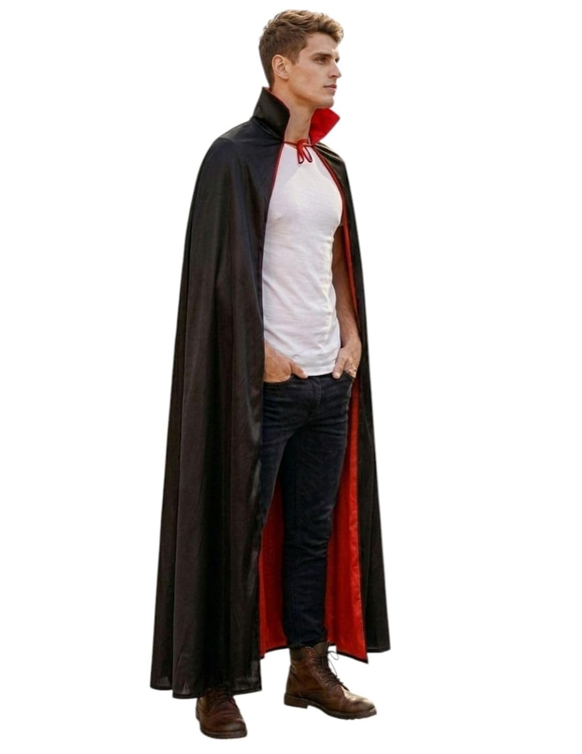 Reversible Dracula Vampire Cape, Black and Red