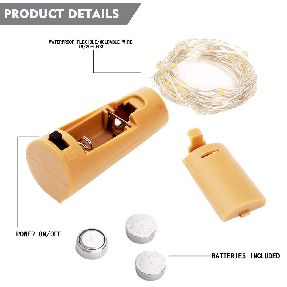 Cork Bottle Fairy Lights, 20 LED, Pack of 12 - image 2