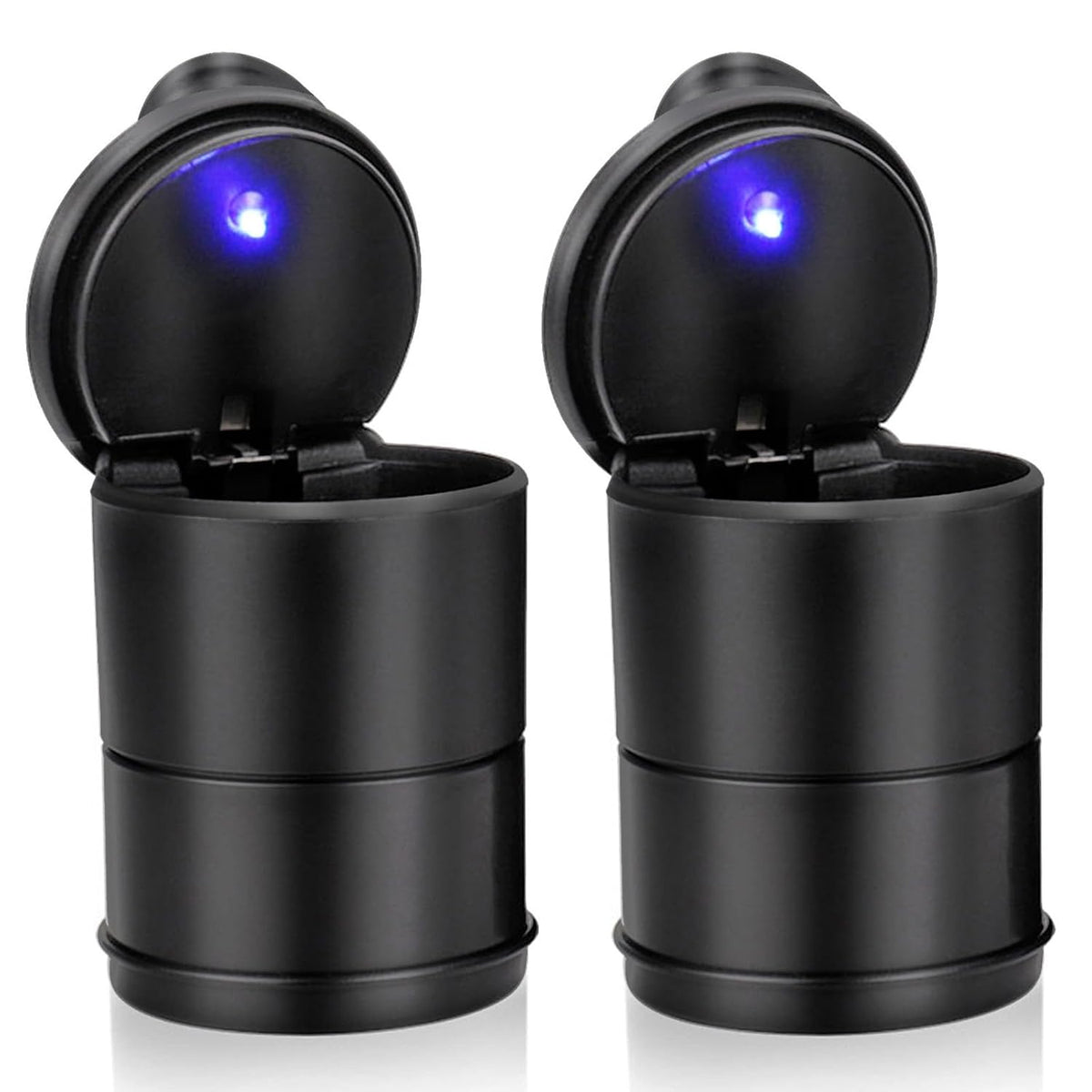 Smell Proof Car Ashtray with Lid, 2 Pack, Black