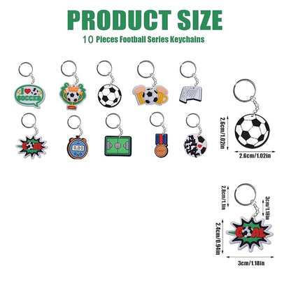 10PCS Football Keychain Set with Bag Charms
