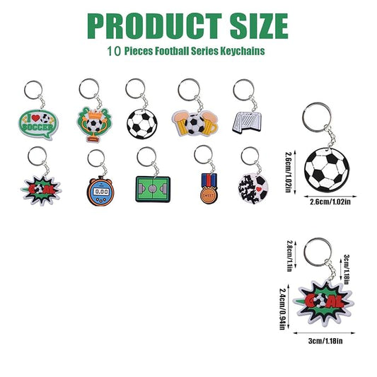 10PCS Football Keychain Set with Bag Charms