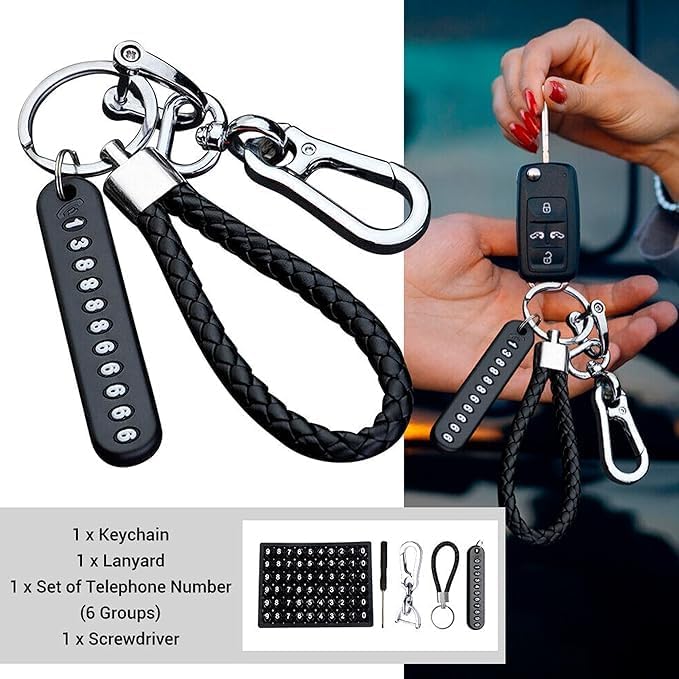 Braided Rope Anti-Lost Number Card Keychain