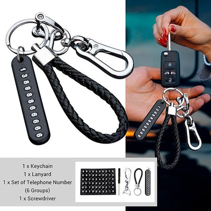 Braided Rope Anti-Lost Number Card Keychain