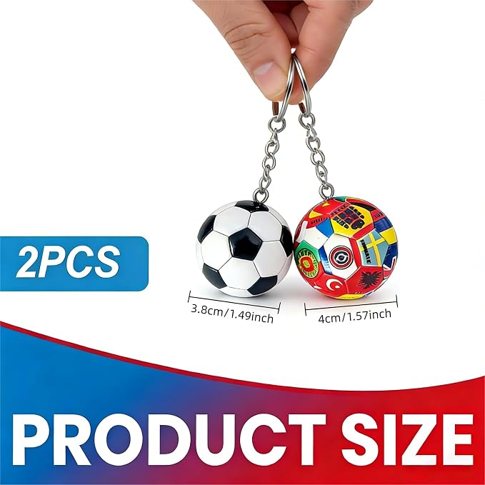 2PCS 2026 World Cup Soccer Ball Keychain Set