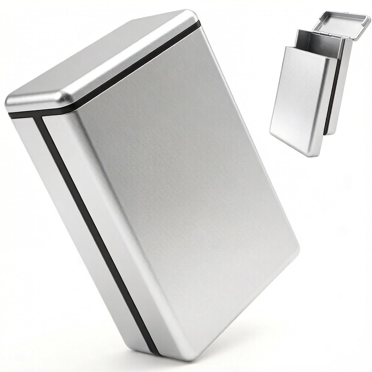 Slide-Open Cigarette Case, Silver, 20 Cigarettes