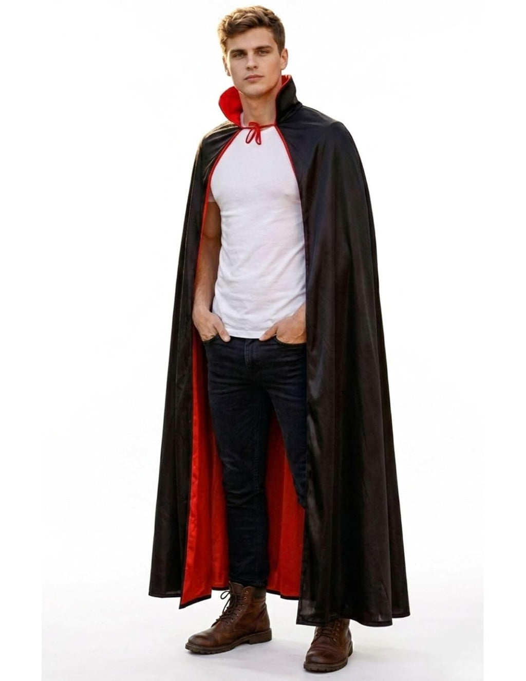 Reversible Dracula Vampire Cape, Black and Red