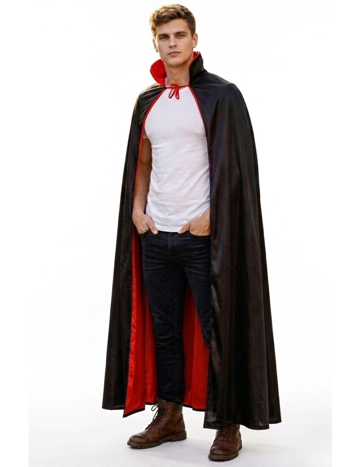 Reversible Dracula Vampire Cape, Black and Red