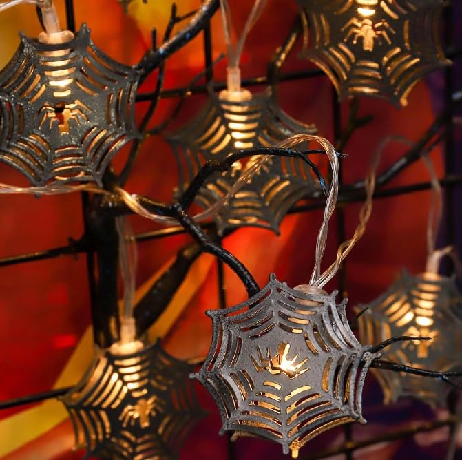 Metal Spider Web String Lights with Timer, 10 LED, 2 m - image 2