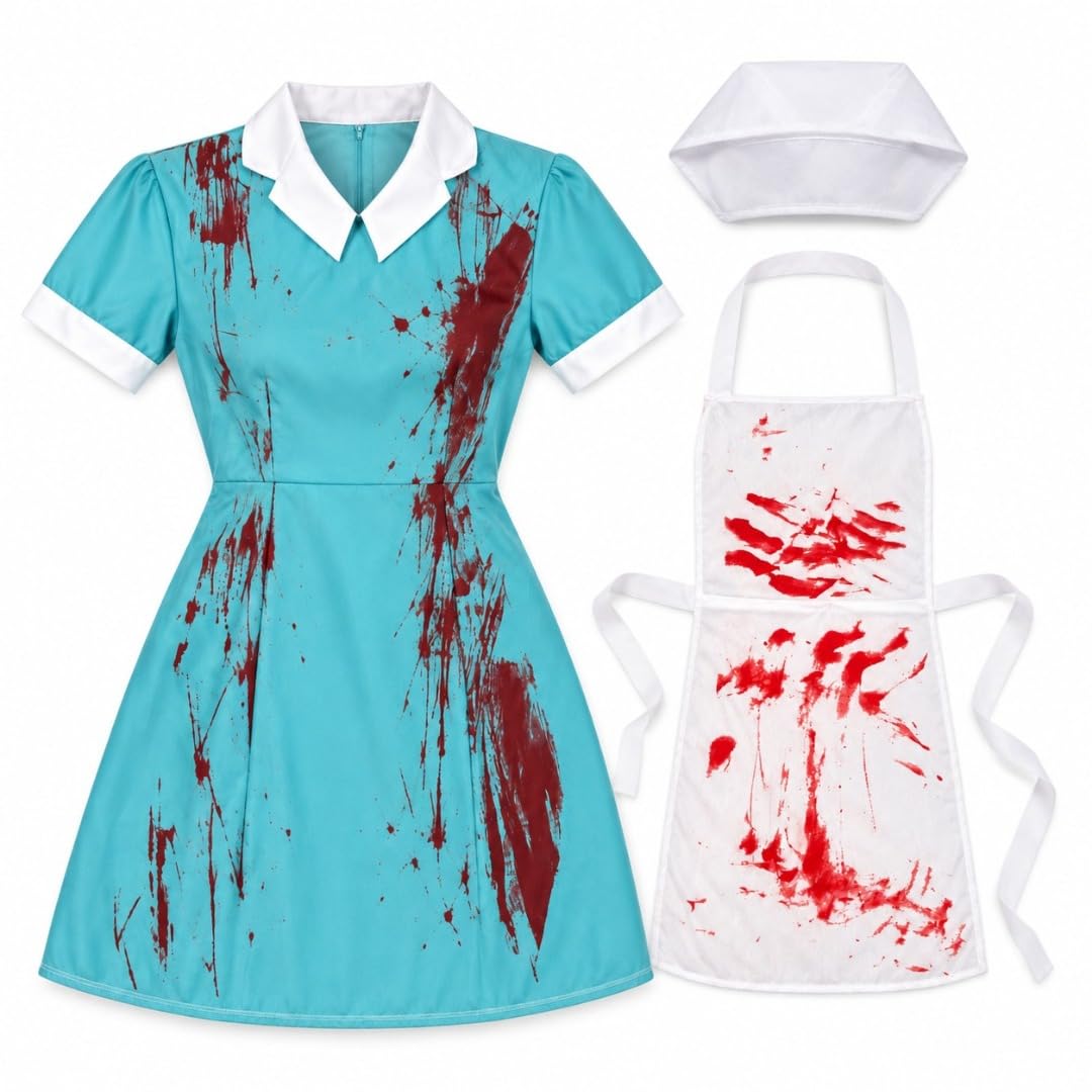 Bloody Nurse Costume for Women, 3-Piece Set, Size M