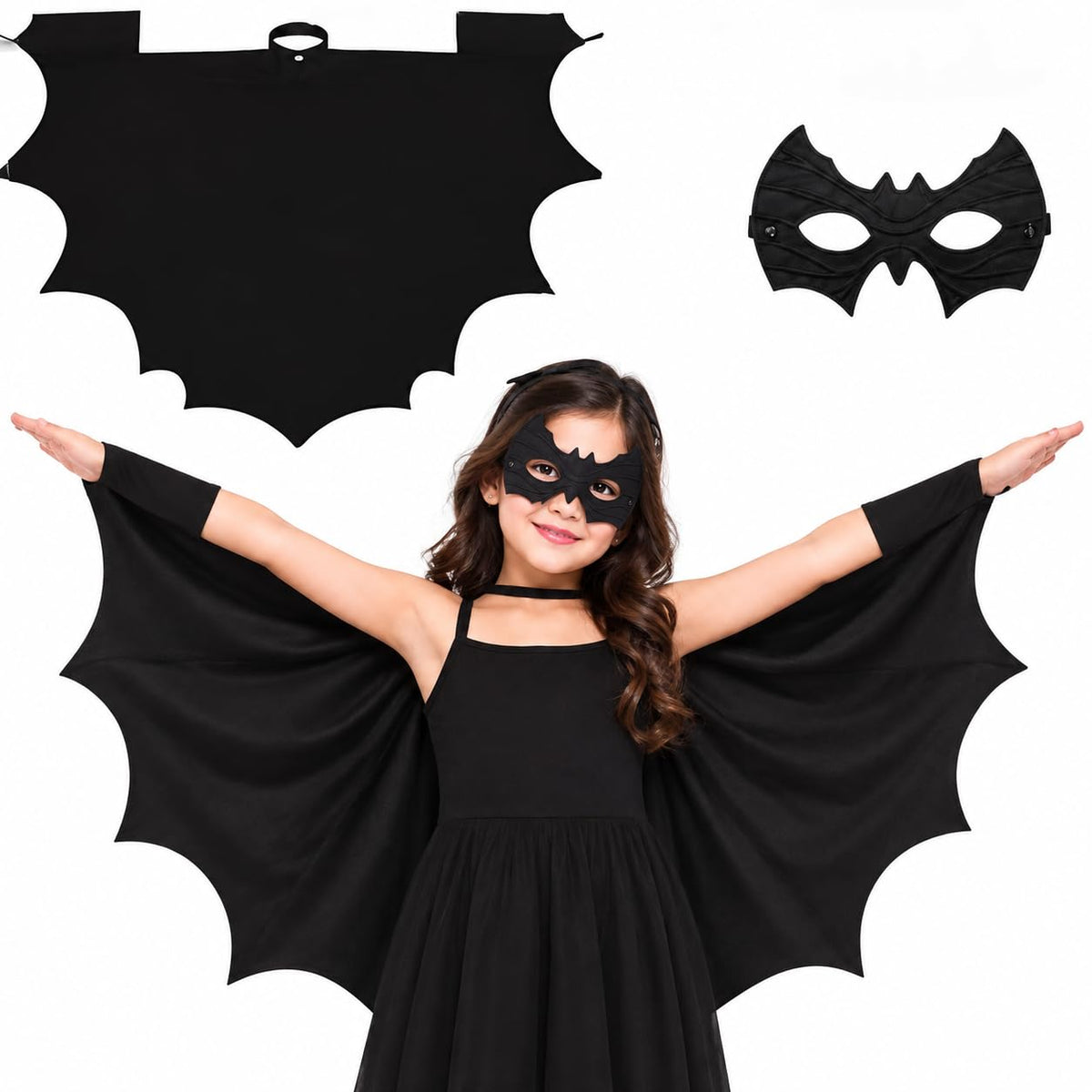 Black Bat Cape and Mask Set for Kids