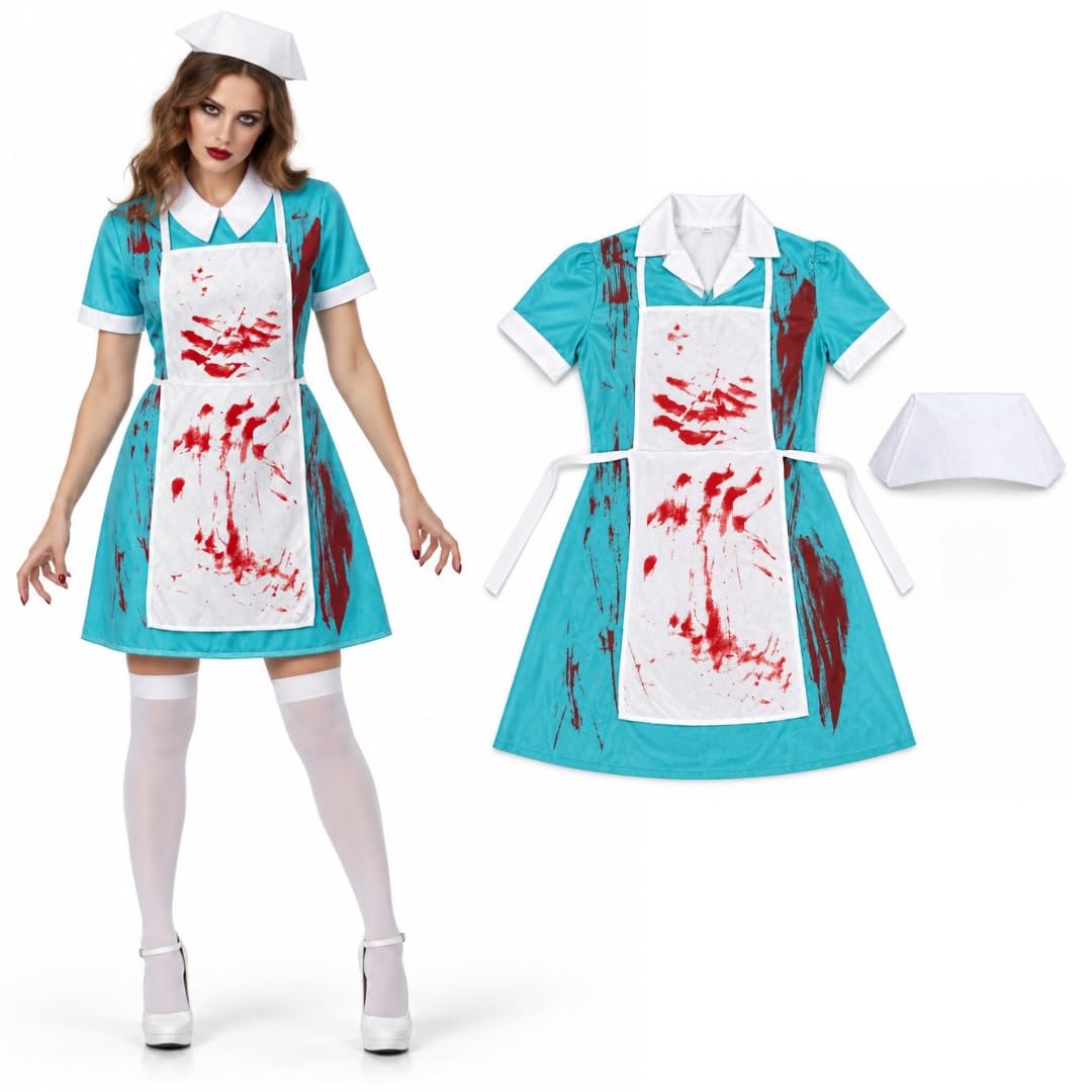Bloody Nurse Costume for Women, 3-Piece Set, Size M