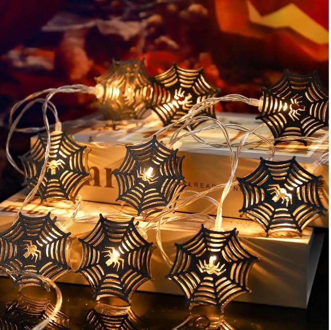 Metal Spider Web String Lights with Timer, 10 LED, 2 m - image 4