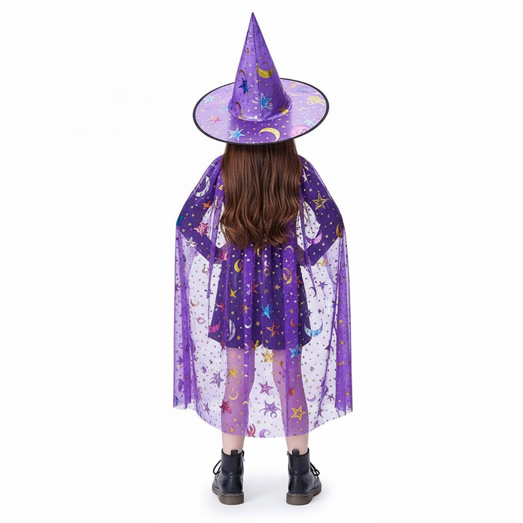 Witch Hat and Sparkle Cape Set, Purple, Ages 3 to 10