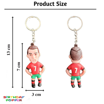 12-Piece Football Player Keychain Set – 3D Soccer Theme Birthday Return Gifts for Kids, Party Favor Pendant Keychains