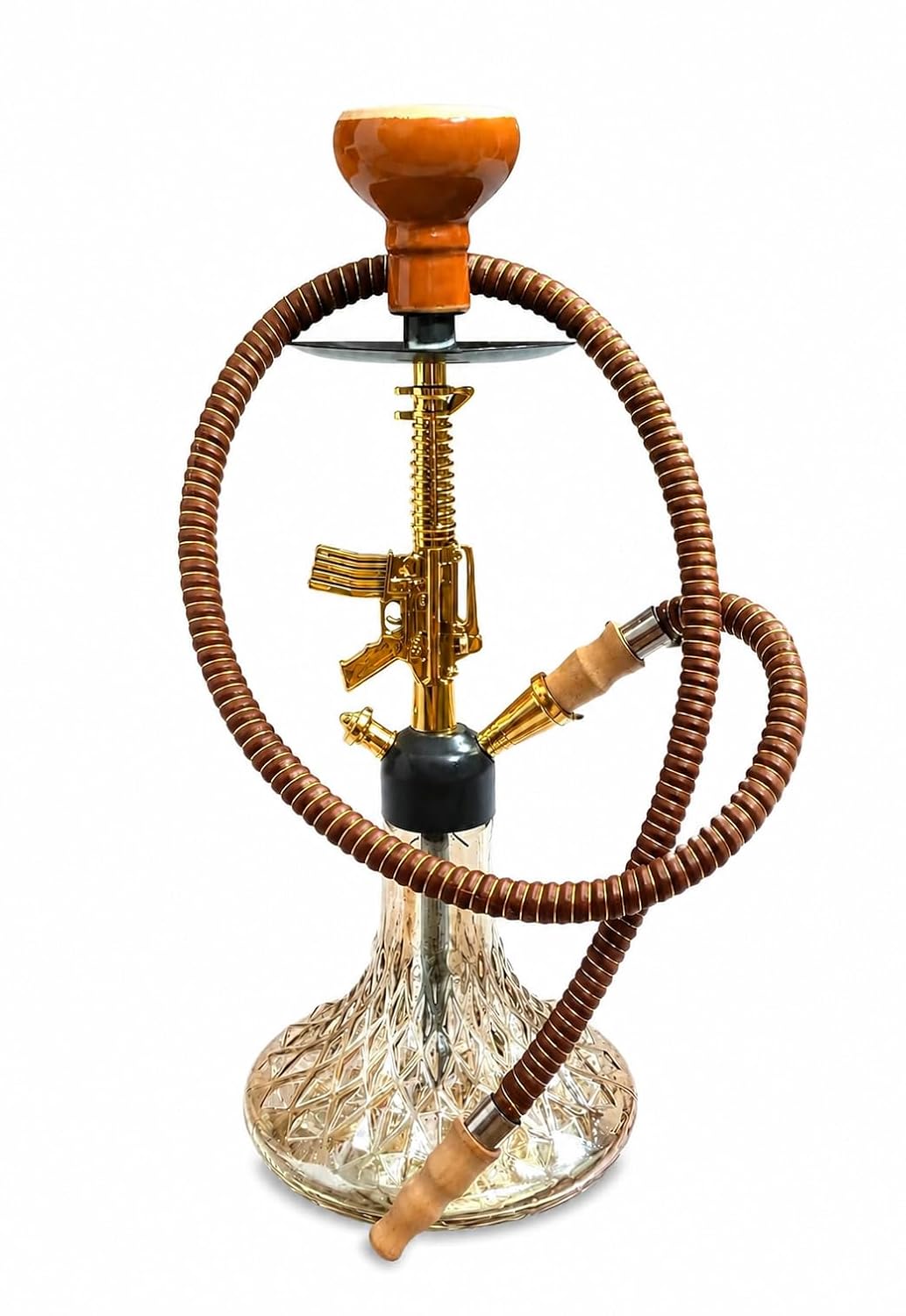 Golden Gun Hookah Set, D Base Style, 19 Inch