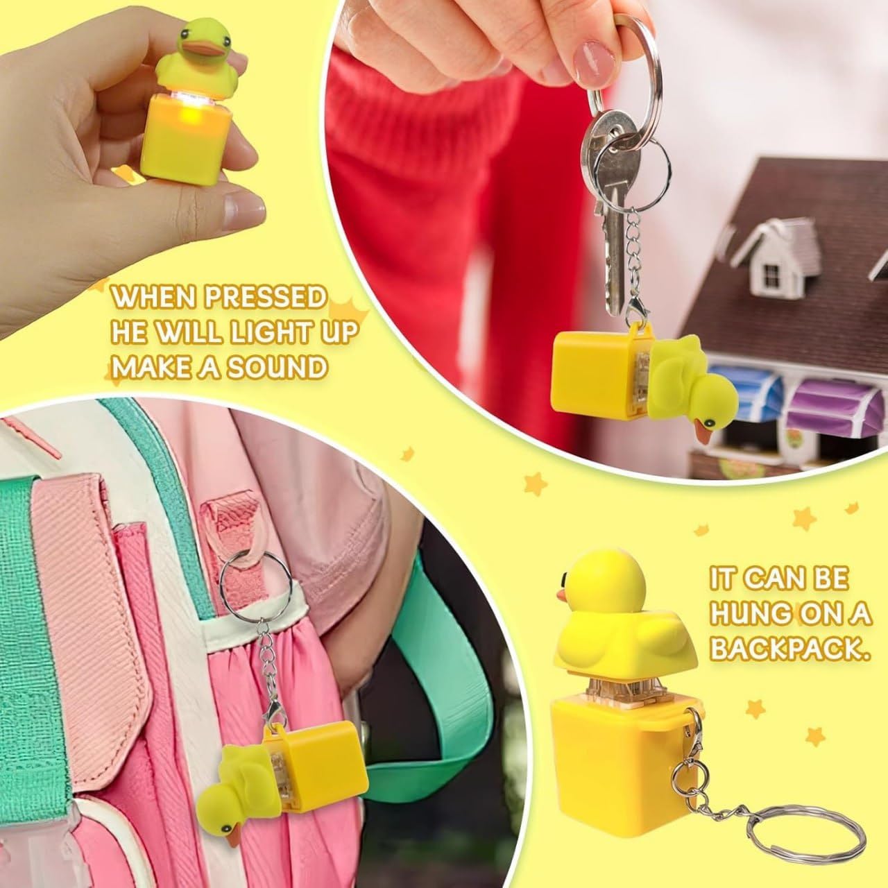 Duck Keyboard Clicker Keychain with Light & Sound