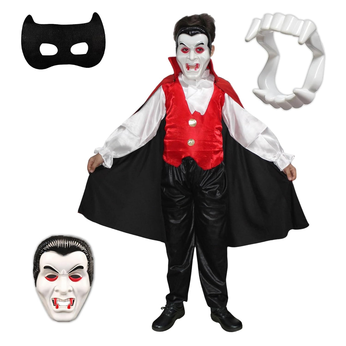 Vampire Dress for Kids with Teeth and Face Mask