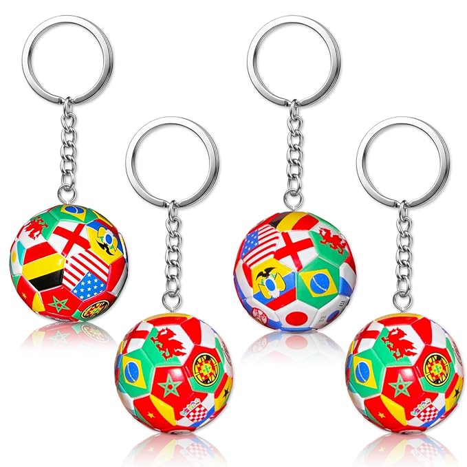 4PCS FIFA World Cup 2026 Flag Soccer Keychains