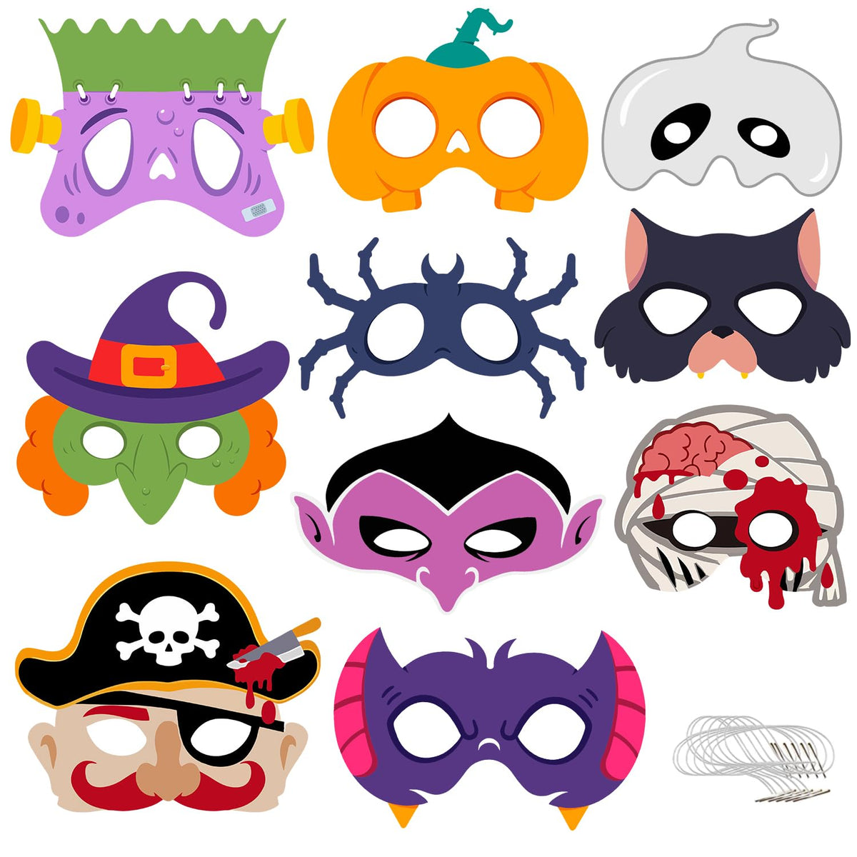 Kids Paper Eye Masks, 20 Piece Halloween Set