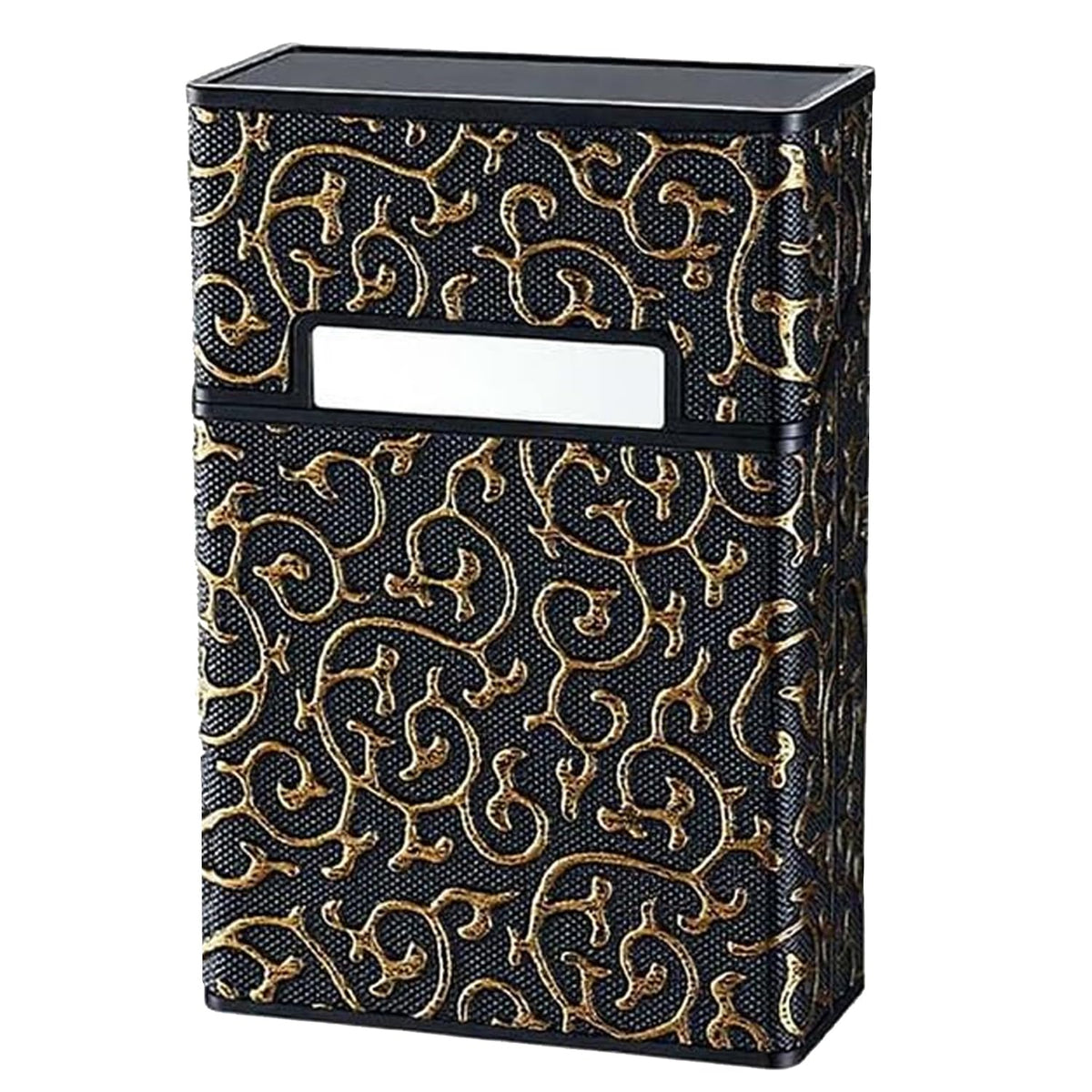 Black Magnetic Hard Shell Cigarette Case, 20 Cigarettes