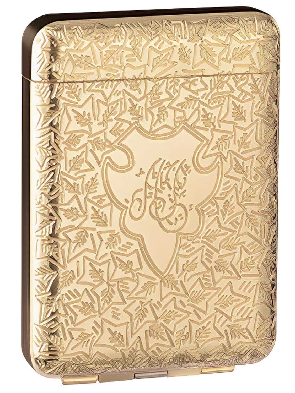 Retro Metal Cigarette Case, Golden, 16 Cigarettes
