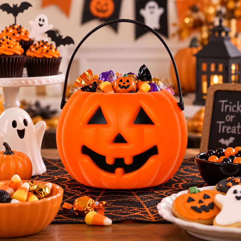 Jack-O-Lantern Pumpkin Candy Basket, Medium