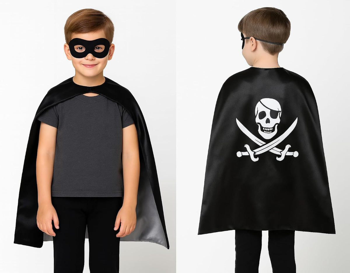 Satin Pirate Cape with Mask, Black