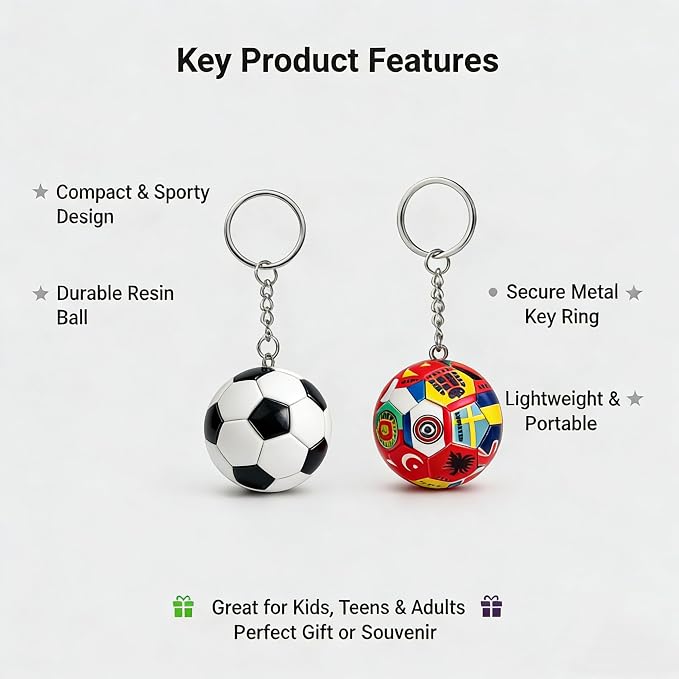2PCS 2026 World Cup Soccer Ball Keychain Set