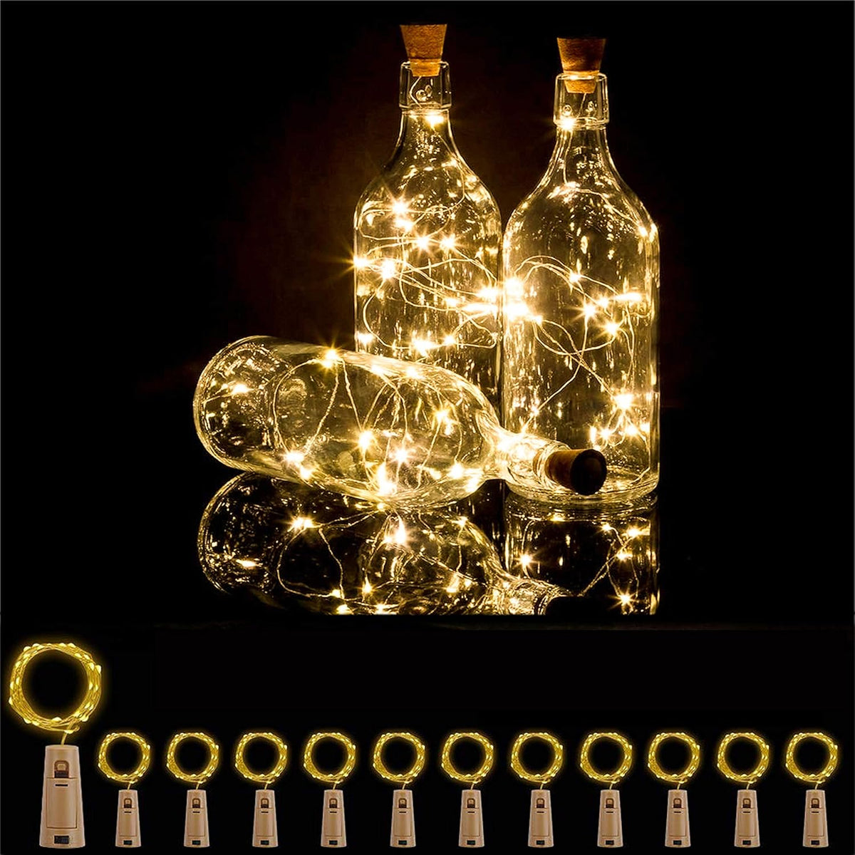 Cork Bottle Fairy Lights, 20 LED, Pack of 12 - image 1