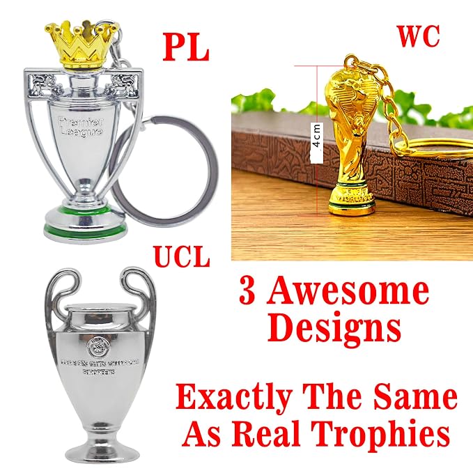 Football Trophy Keychains | UCL, EPL, WC & Euro