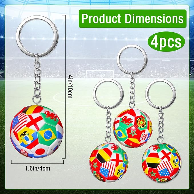 4PCS FIFA World Cup 2026 Flag Soccer Keychains