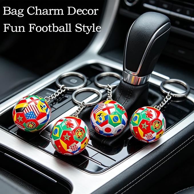 4PCS FIFA World Cup 2026 Flag Soccer Keychains