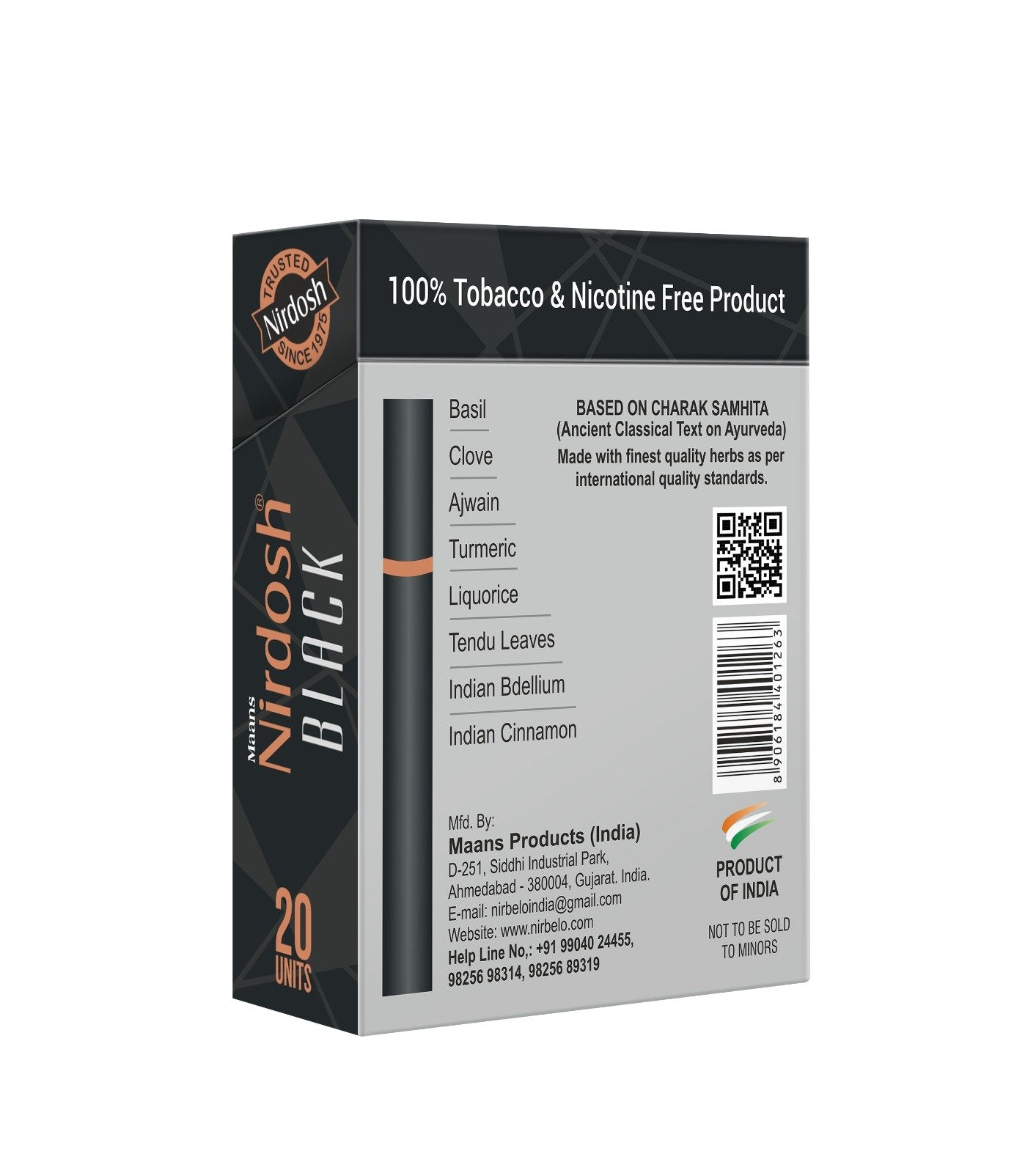 Nirdosh Herbal Smoke Black - 20 Sticks
