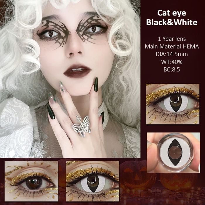 Cat Eye Black and White Contact lens