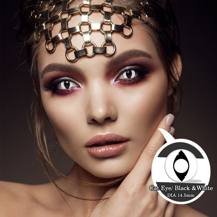 Cat Eye Black and White Contact lens