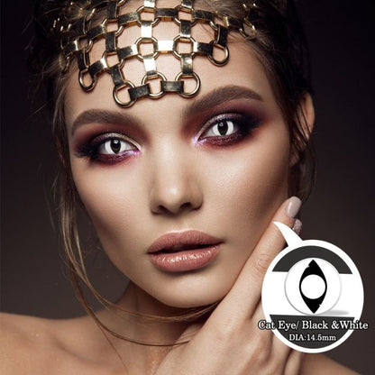 Cat Eye Black and White Contact lens