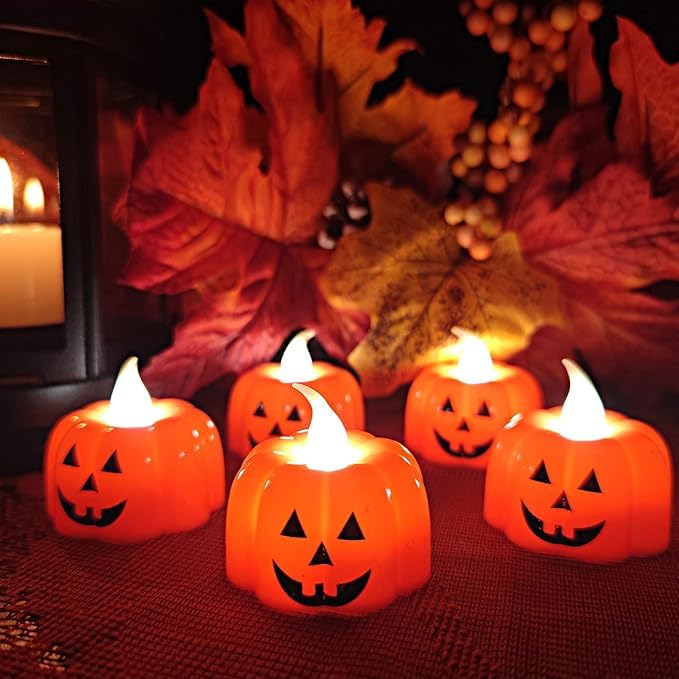 Jack-O-Lantern LED Pumpkin Tealights, Pack of 3 - image 2